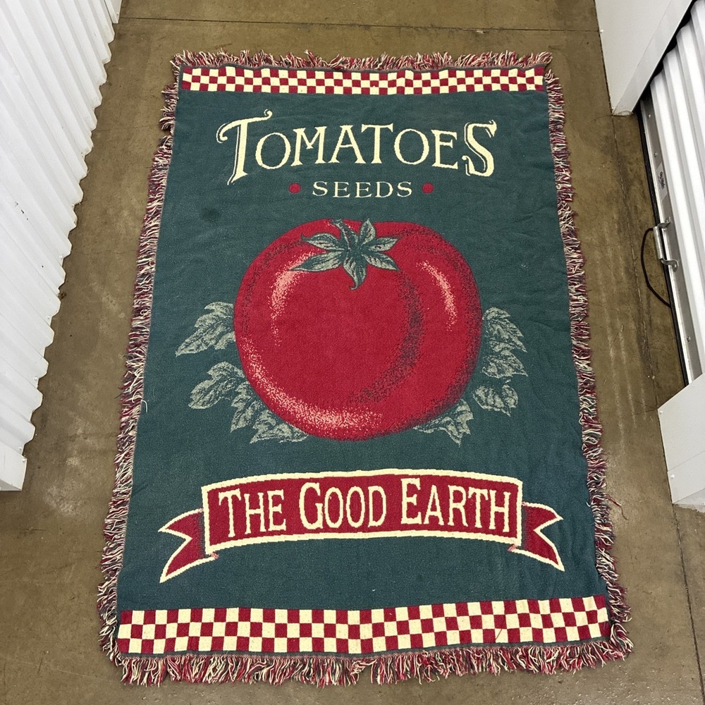 Tomatoes Seeds Packet Throw Blanket Tapestry 65X43" Gardening Farmhouse Country